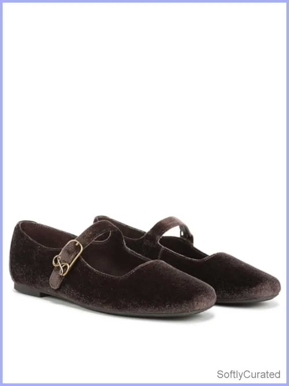 Sam & Libby Fredi Mary Jane Flat Buckle Square Toe Velvet Casual